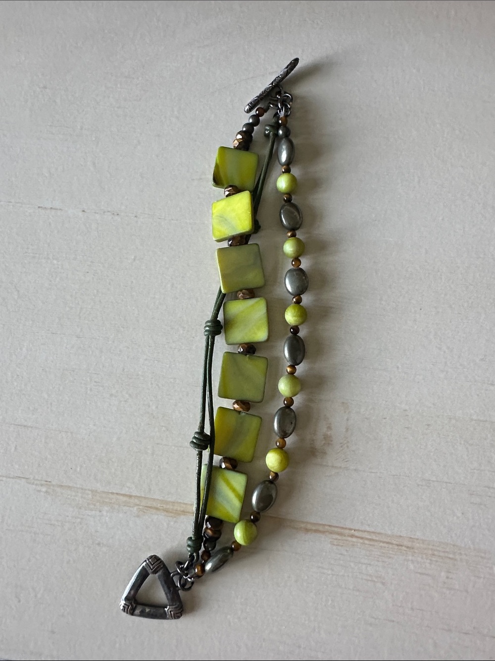 Silpada Green Multi-Row Beaded Bracelet